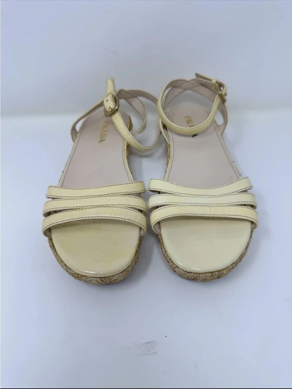 Prada Cream Leather Strappy Espadrille Sandals preowned - Picture 1 of 7